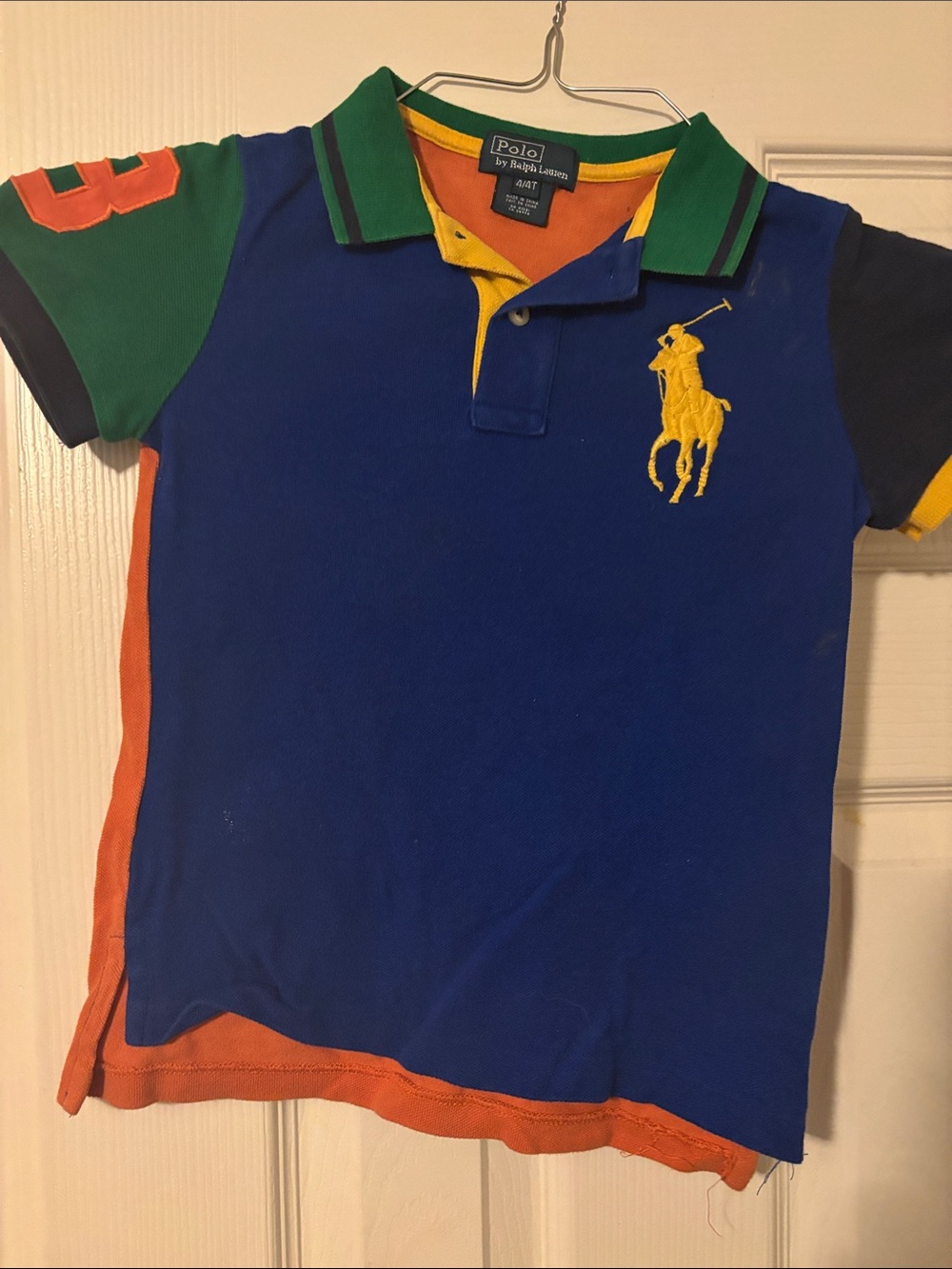 Polo by Ralph Lauren Boys' Royal Blue Polo with Green, Orange & Yellow Accents